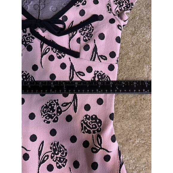 Vintage ZOKAI Womens Dress Pink Black Size Small Midi Floral Sheath Y2K D908 - Picture 7 of 9